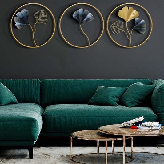 1pc 3pcs European Iron Ginkgo Wall Hanging Decor, 11.81inch x 11.81inch