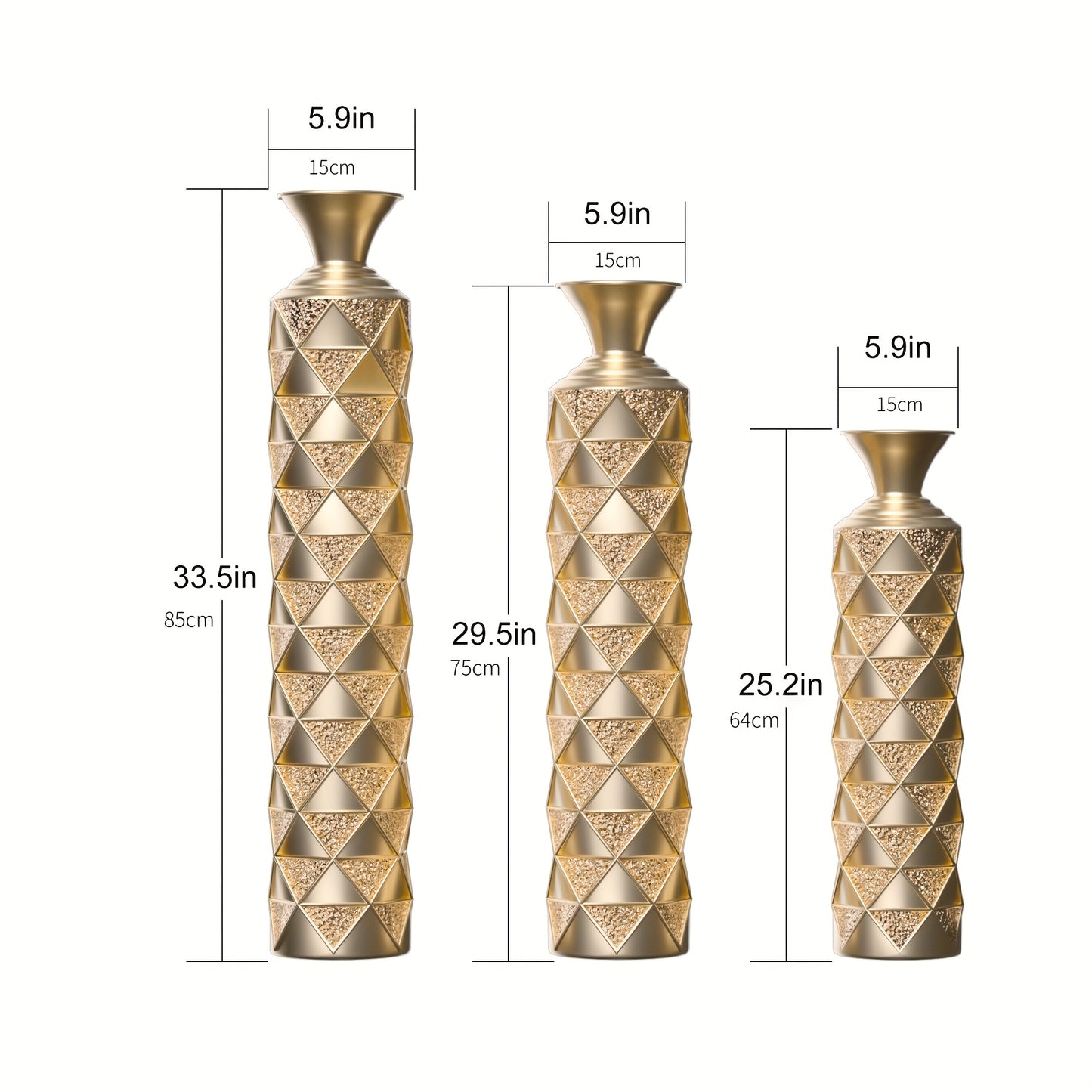 3pcs Set Of Gorgeous Metal Decorative Vases, Various Exquisite Patterned Vases, Home Decoration Flower Pots, Indoor Art Floor Decorations, Flower Arrangement, Fake Flowers, Reed Art, Housewarming Weddings, Mother'S Day Birthdays, Holiday Gifts