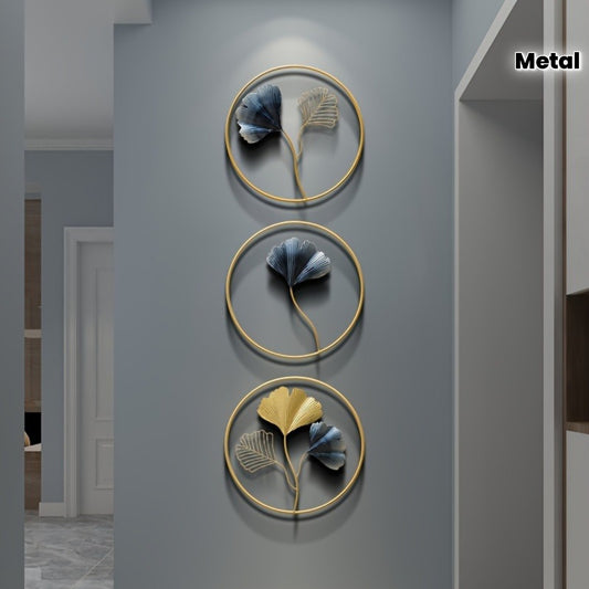 1pc 3pcs European Iron Ginkgo Wall Hanging Decor, 11.81inch x 11.81inch